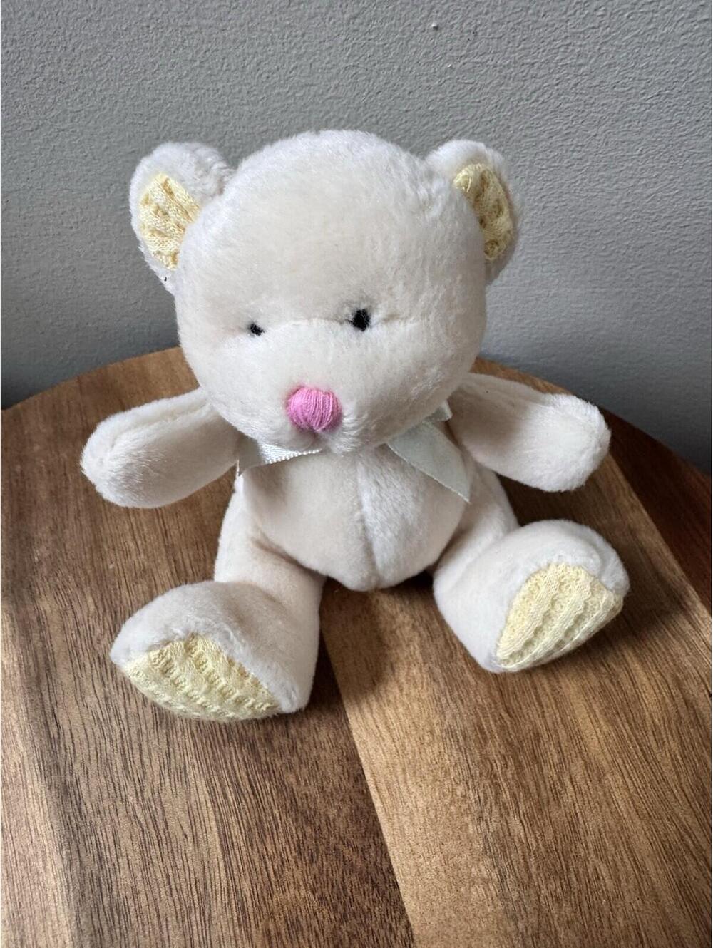VTG Baby Russ Yellow  Teddy Bear Plush | Squeaker | Waffle Feet | 4" Mini